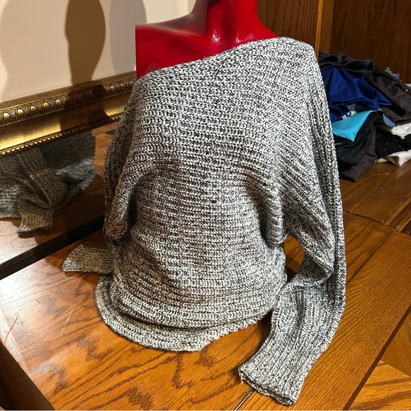 Sunday in Brooklyn off shoulder s Cozy Gray Knit Sweater - Picture 1 of 4